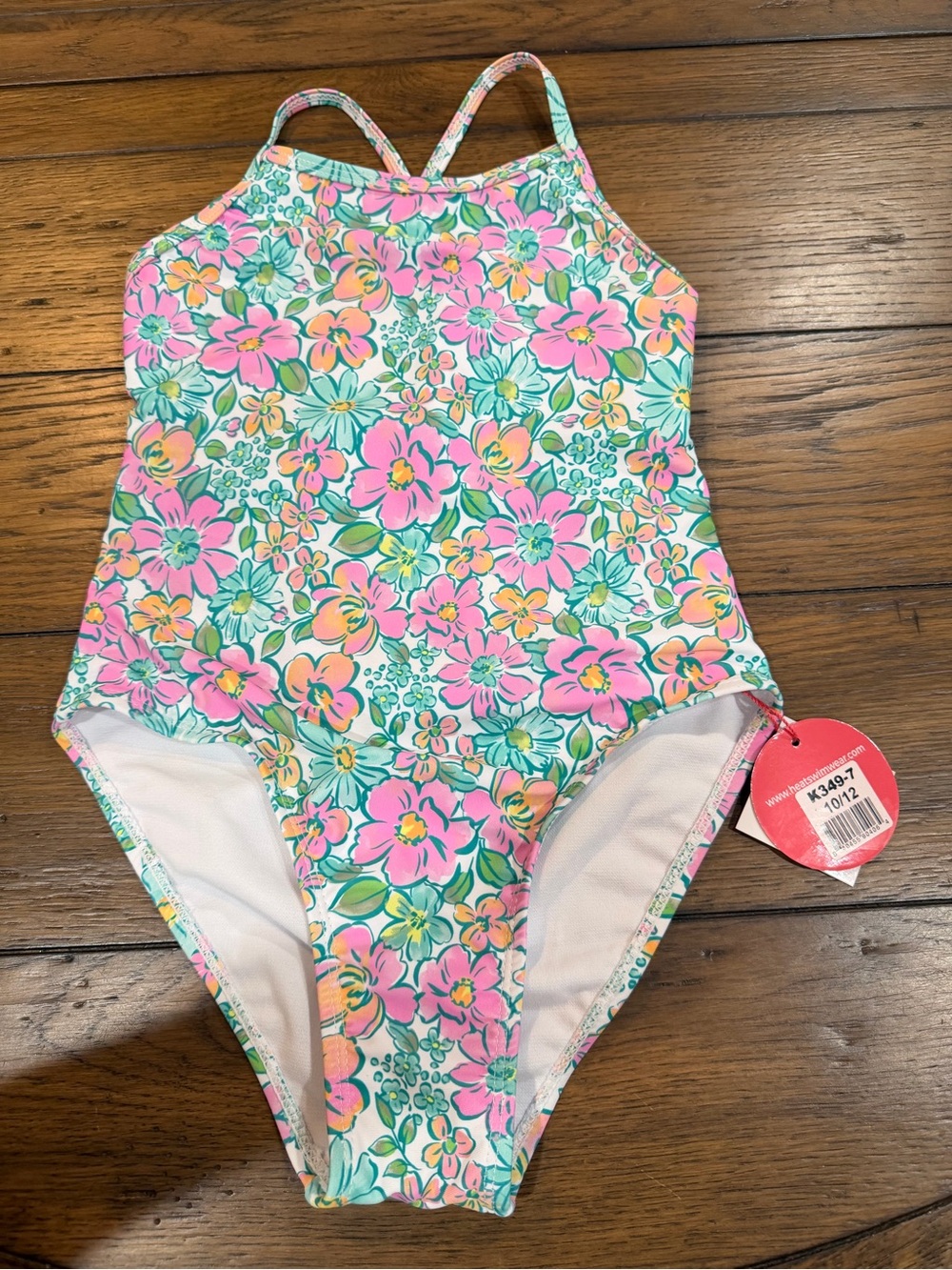 Floral Girls' One-Piece Swimsuit in Pink & Mint